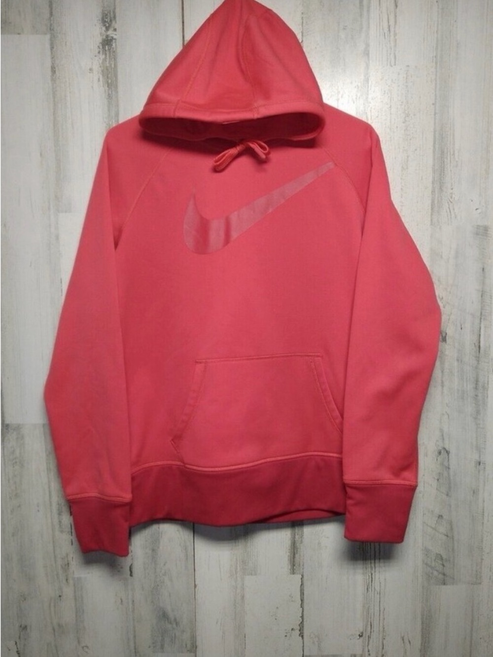 Nike Women's Coral Pink Crewneck Hoodie with Swoosh